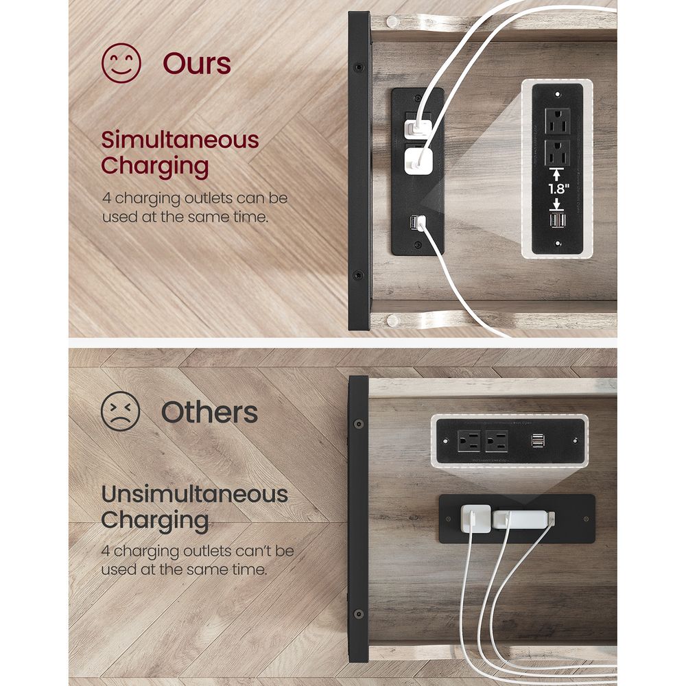 Narrow End Table With Charging Station | Flip Top And USB Ports