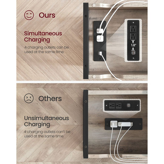 Narrow End Table With Charging Station | Flip Top And USB Ports