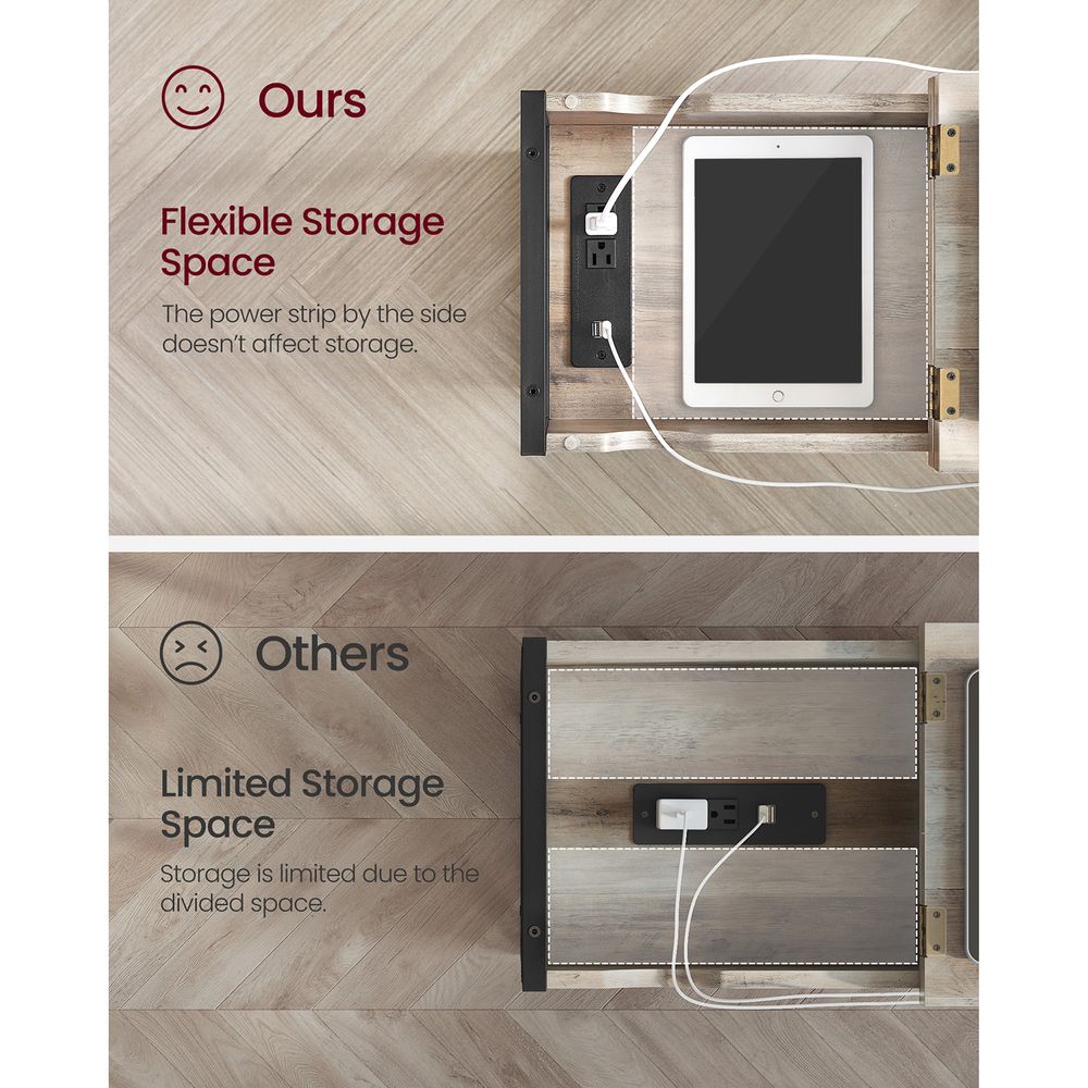 Narrow End Table With Charging Station | Flip Top And USB Ports