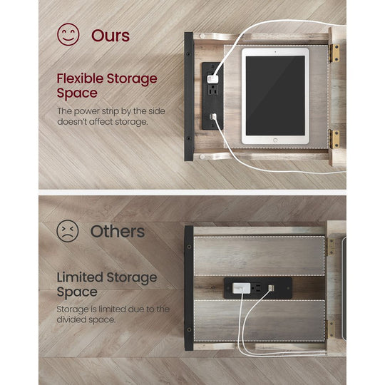 Narrow End Table With Charging Station | Flip Top And USB Ports