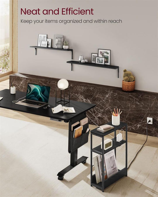 Narrow Side Table | 3-Tier Design With Charging Station