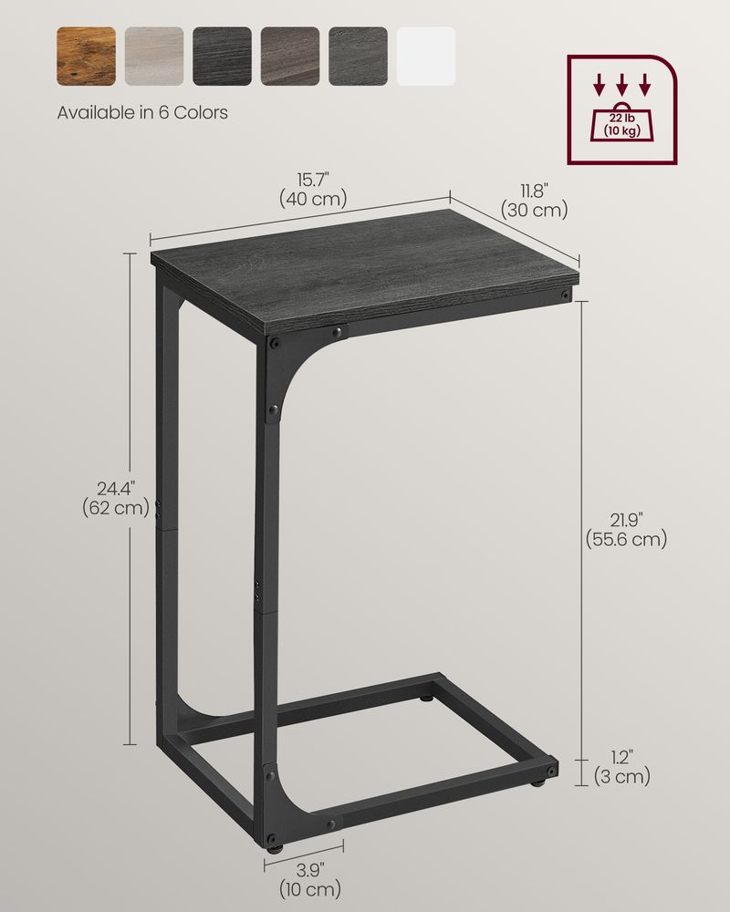 C-Shaped End Table | Slim Sofa and Bed Side Table