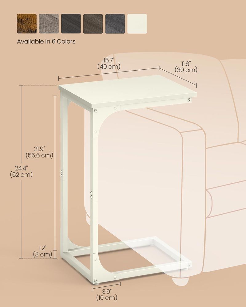 C-Shaped End Table | Slim Sofa and Bed Side Table