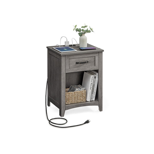 Farmhouse Nightstand | Bedside Table With Charging Station