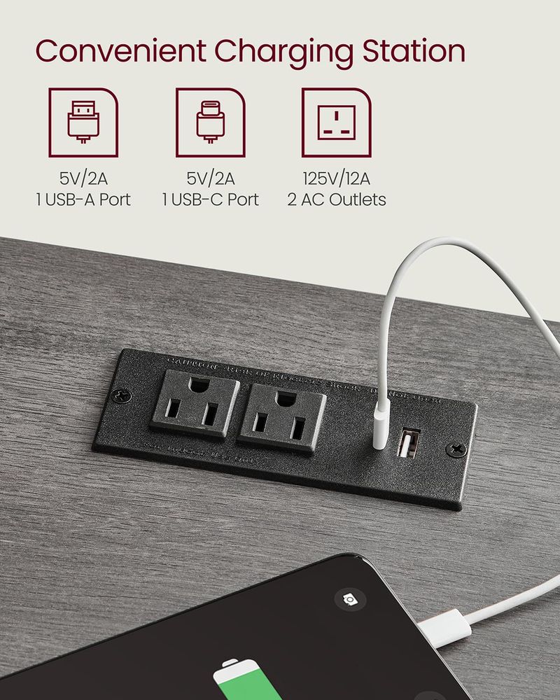 Farmhouse Nightstand | Bedside Table With Charging Station