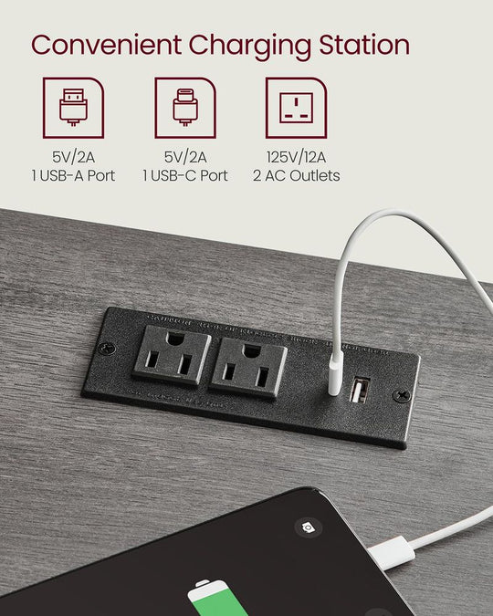 Farmhouse Nightstand | Bedside Table With Charging Station