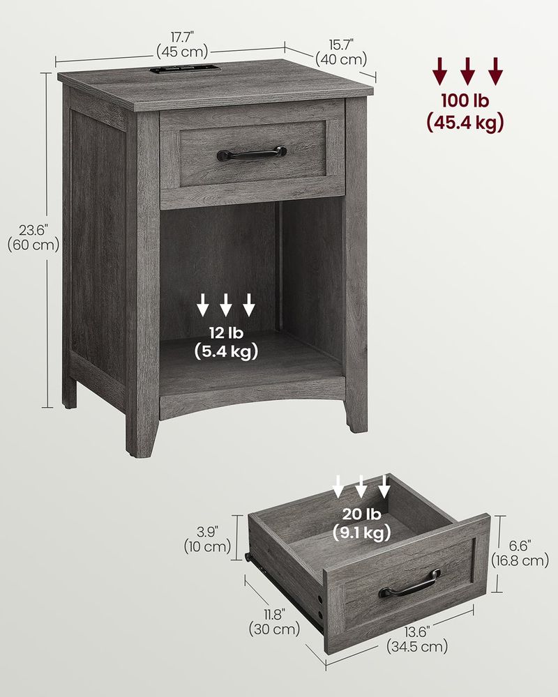 Farmhouse Nightstand | Bedside Table With Charging Station