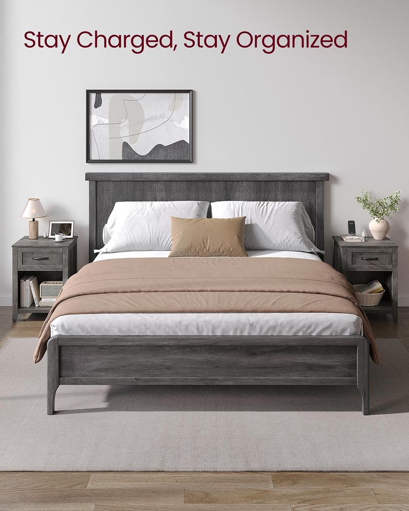 Farmhouse Nightstand | Bedside Table With Charging Station