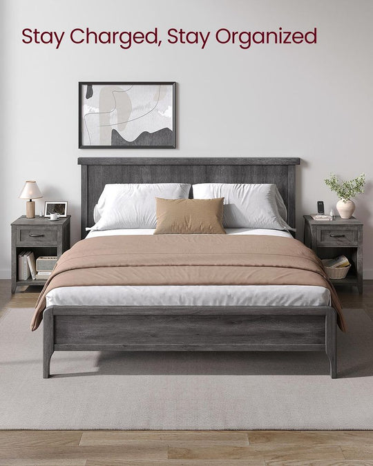 Farmhouse Nightstand | Bedside Table With Charging Station