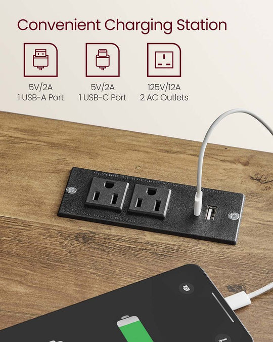 Farmhouse Nightstand | Bedside Table With Charging Station