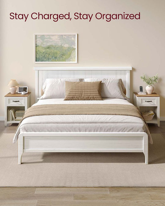 Farmhouse Nightstand | Bedside Table With Charging Station
