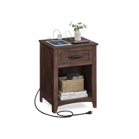 Farmhouse Nightstand | Bedside Table With Charging Station