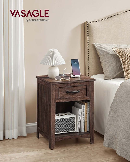 Farmhouse Nightstand | Bedside Table With Charging Station