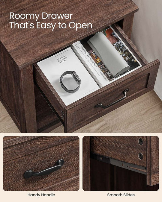 Farmhouse Nightstand | Bedside Table With Charging Station