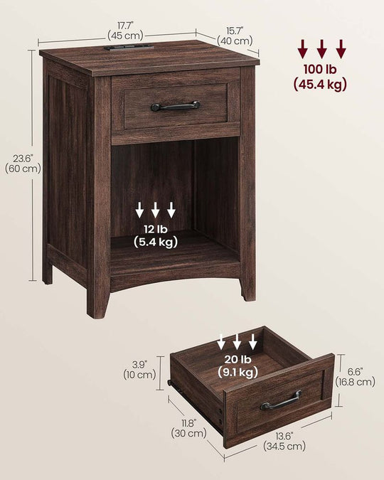 Farmhouse Nightstand | Bedside Table With Charging Station