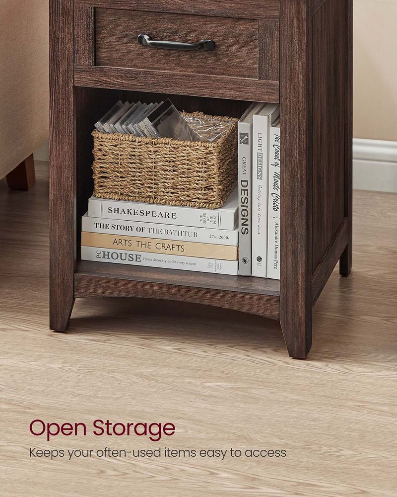Farmhouse Nightstand | Bedside Table With Charging Station