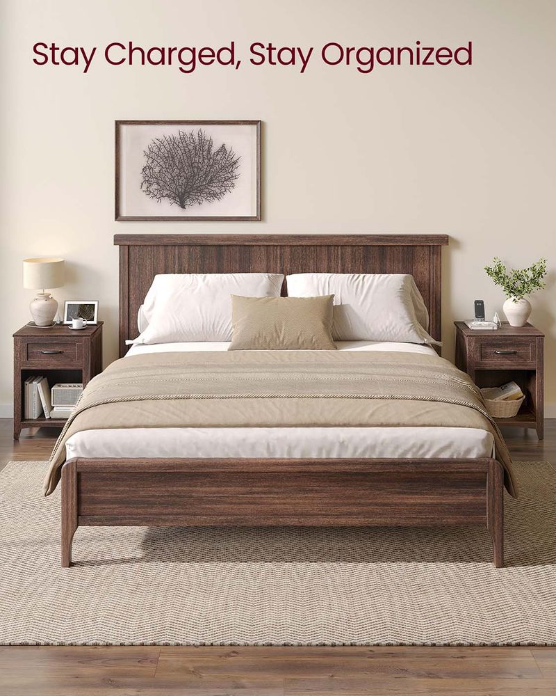 Farmhouse Nightstand | Bedside Table With Charging Station