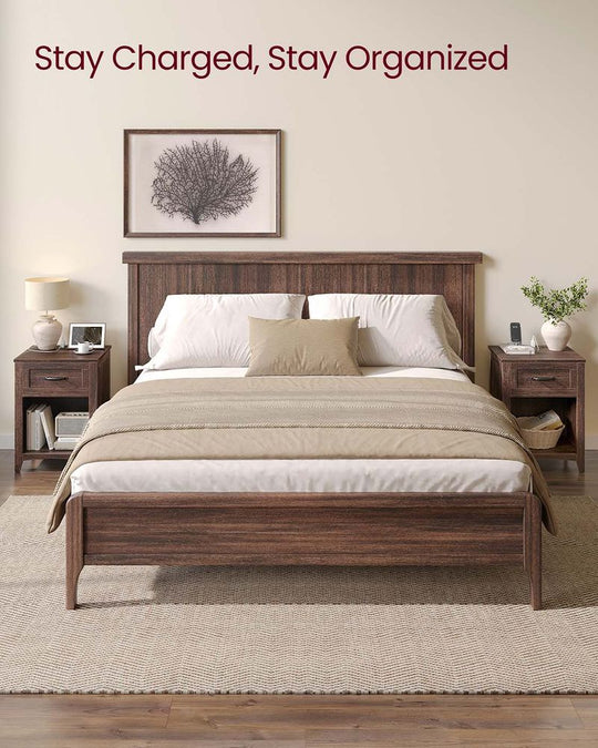 Farmhouse Nightstand | Bedside Table With Charging Station