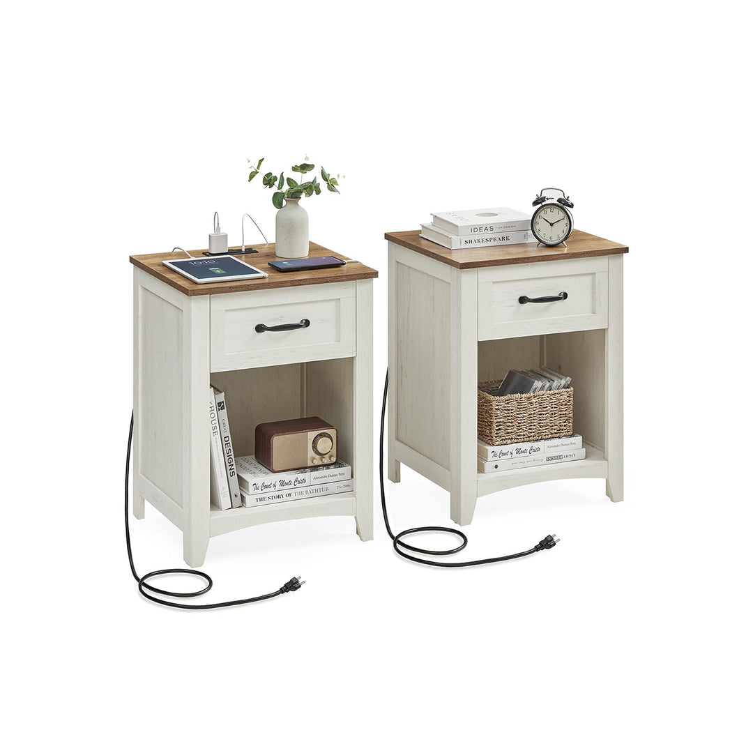Farmhouse Nightstand | Bedside Table With Charging Station