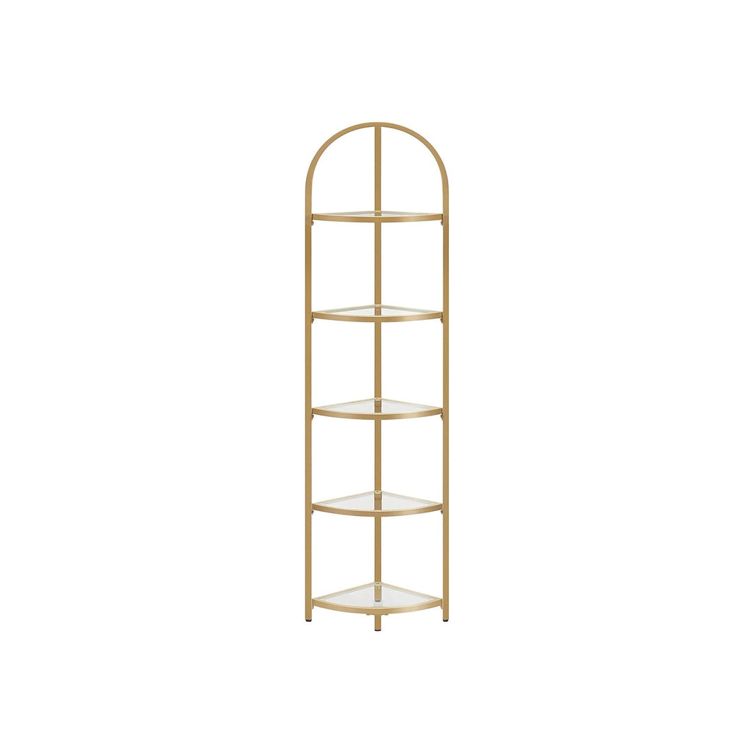 Tempered Glass Corner Shelf | Arched Metal Display Rack