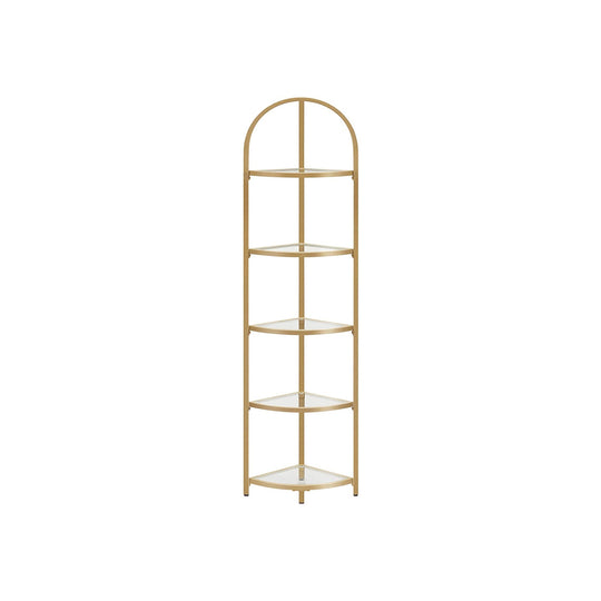 Tempered Glass Corner Shelf | Arched Metal Display Rack