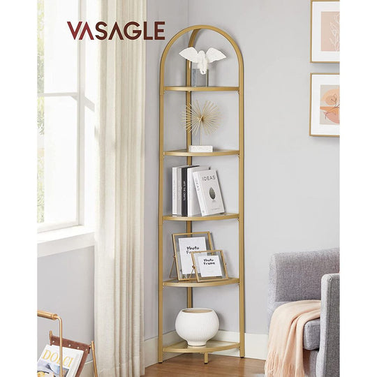 Tempered Glass Corner Shelf | Arched Metal Display Rack