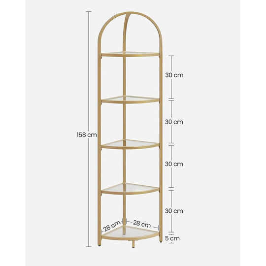 Tempered Glass Corner Shelf | Arched Metal Display Rack