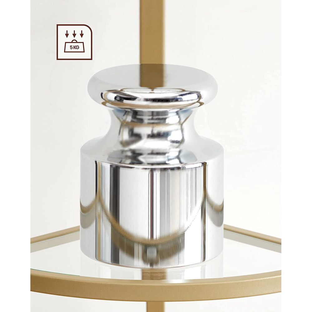 Tempered Glass Corner Shelf | Arched Metal Display Rack