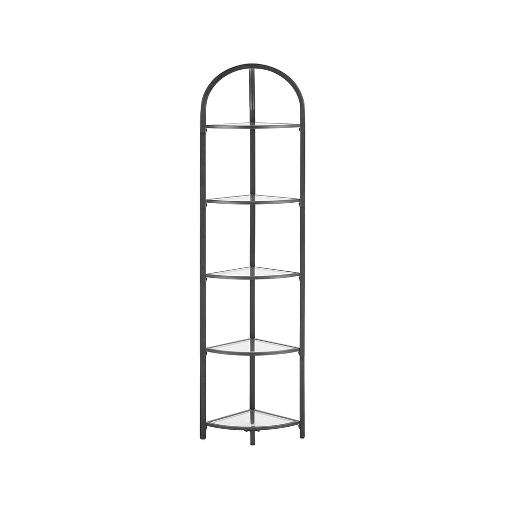 Tempered Glass Corner Shelf | Arched Metal Display Rack