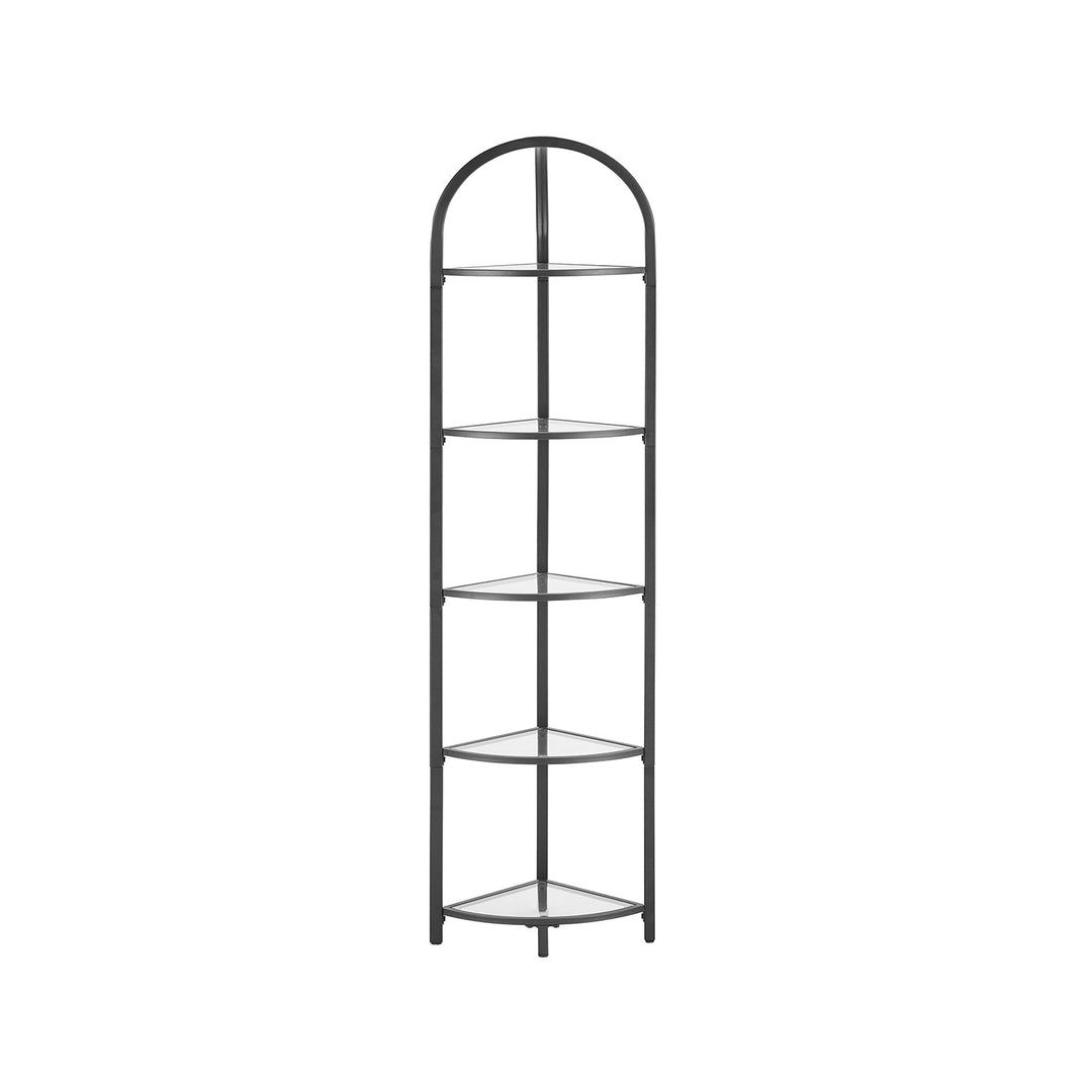 Tempered Glass Corner Shelf | Arched Metal Display Rack