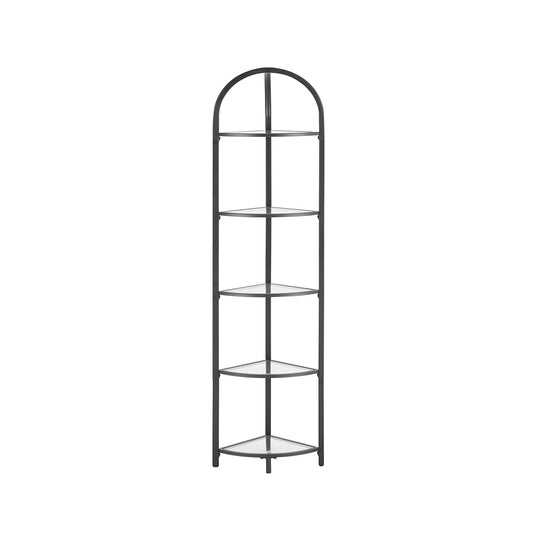 Tempered Glass Corner Shelf | Arched Metal Display Rack