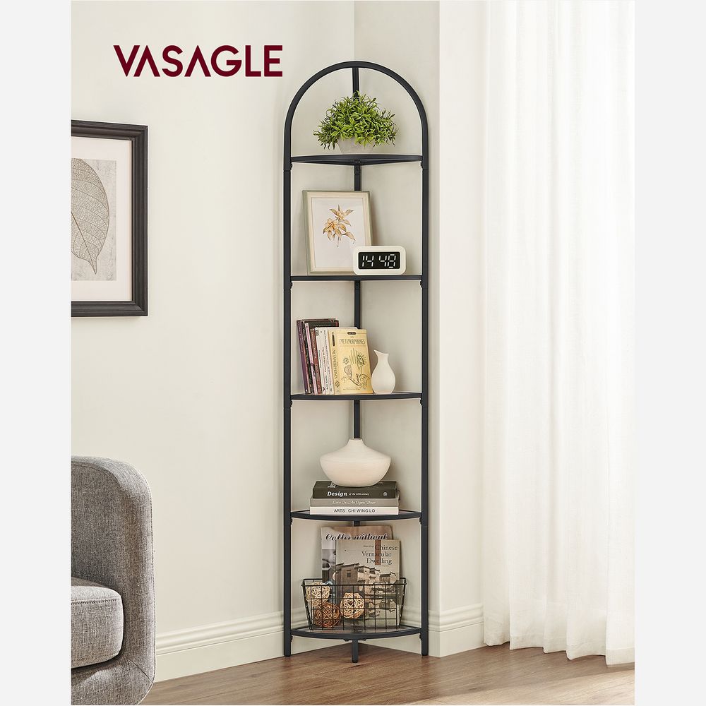 Tempered Glass Corner Shelf | Arched Metal Display Rack