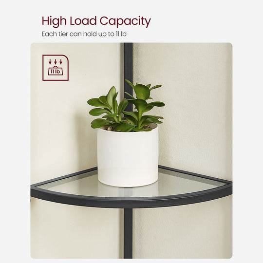 Tempered Glass Corner Shelf | Arched Metal Display Rack