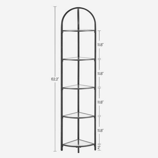 Tempered Glass Corner Shelf | Arched Metal Display Rack