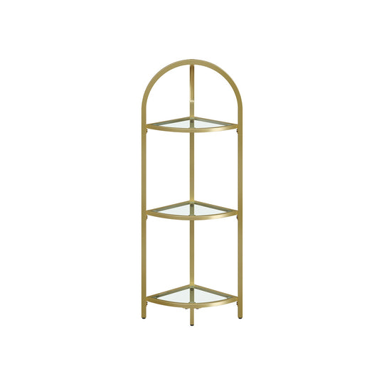 Tempered Glass Corner Shelf | Arched Metal Display Rack