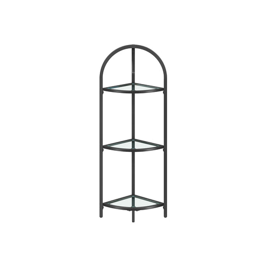 Tempered Glass Corner Shelf | Arched Metal Display Rack