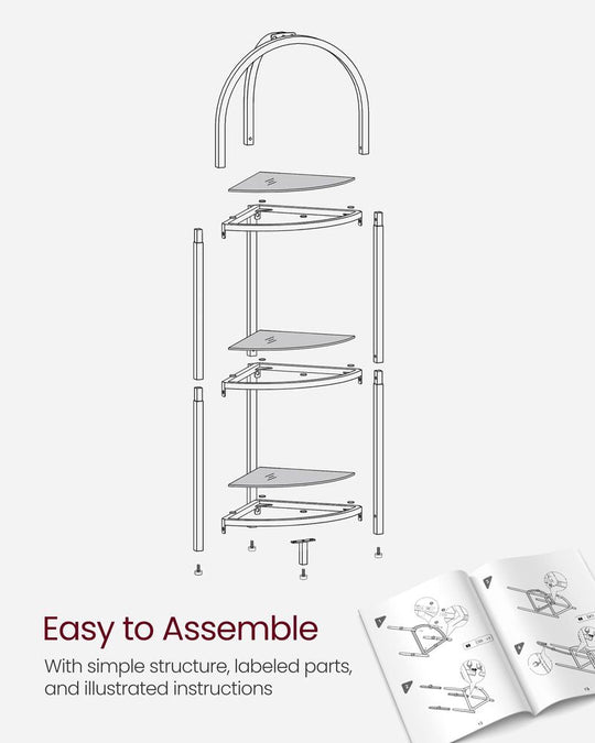 Tempered Glass Corner Shelf | Arched Metal Display Rack