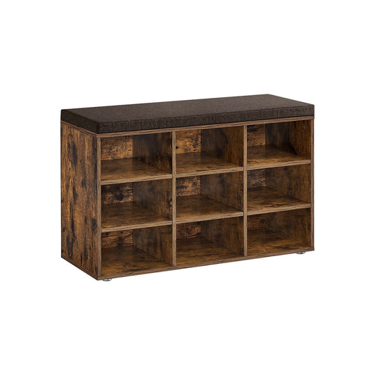 Cushioned Shoe Bench | Open Cubby Storage For Entryways