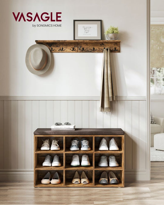 Cushioned Shoe Bench | Open Cubby Storage For Entryways