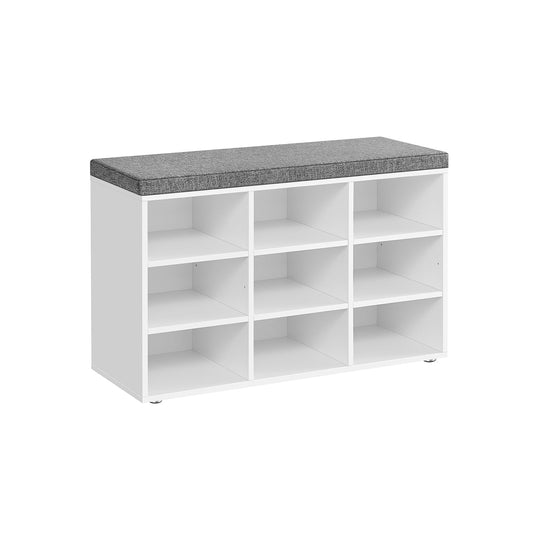 Cushioned Shoe Bench | Open Cubby Storage For Entryways