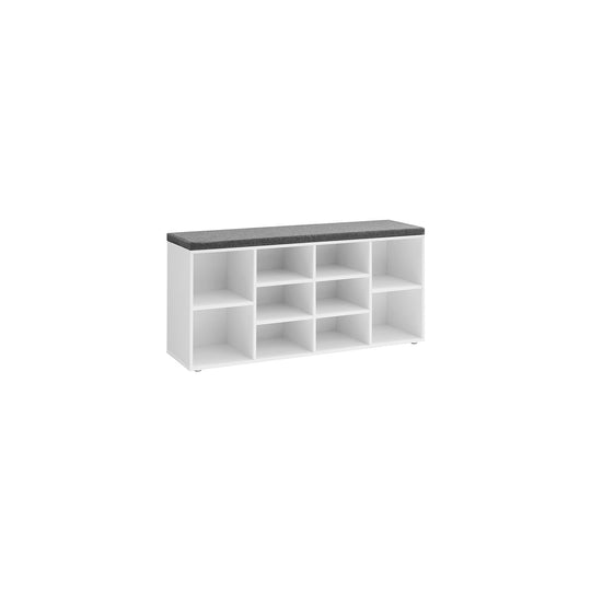 Cushioned Shoe Bench | Open Cubby Storage For Entryways