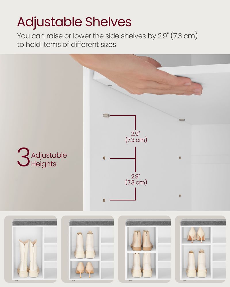 Cushioned Shoe Bench | Open Cubby Storage For Entryways