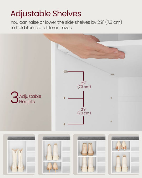 Cushioned Shoe Bench | Open Cubby Storage For Entryways