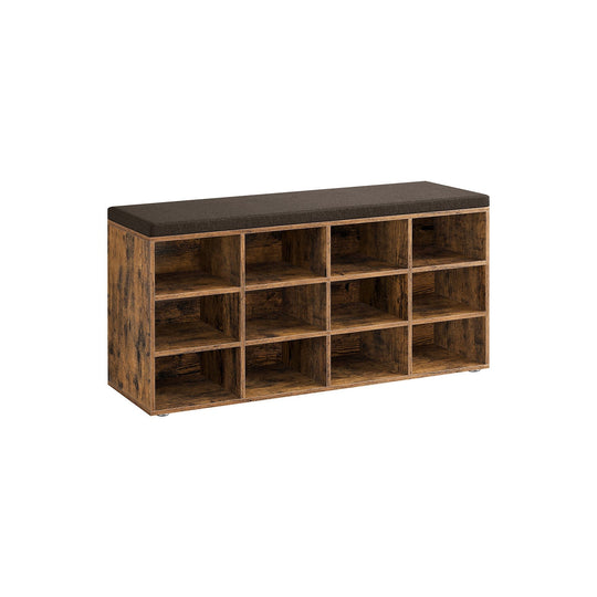 Cushioned Shoe Bench | Open Cubby Storage For Entryways