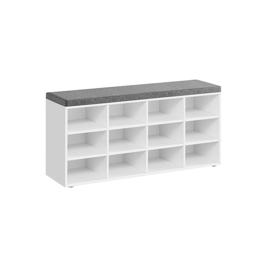 Cushioned Shoe Bench | Open Cubby Storage For Entryways