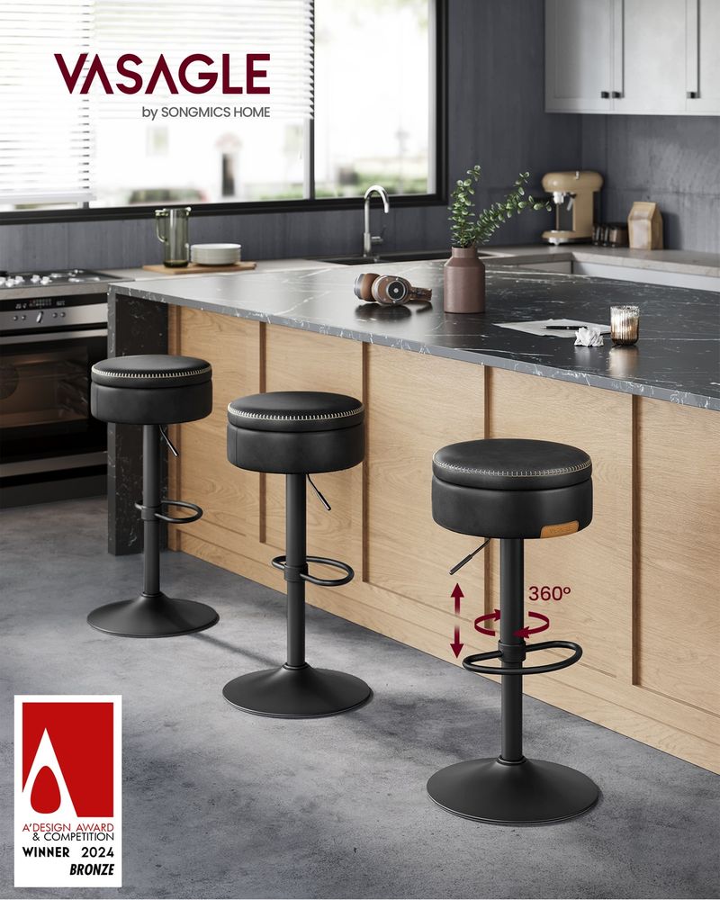 Swivel Bar Stool | Adjustable Height Seat With Hidden Storage