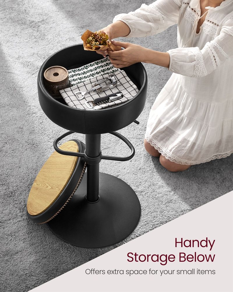 Swivel Bar Stool | Adjustable Height Seat With Hidden Storage