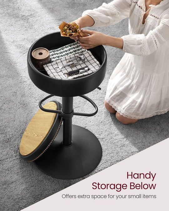 Swivel Bar Stool | Adjustable Height Seat With Hidden Storage