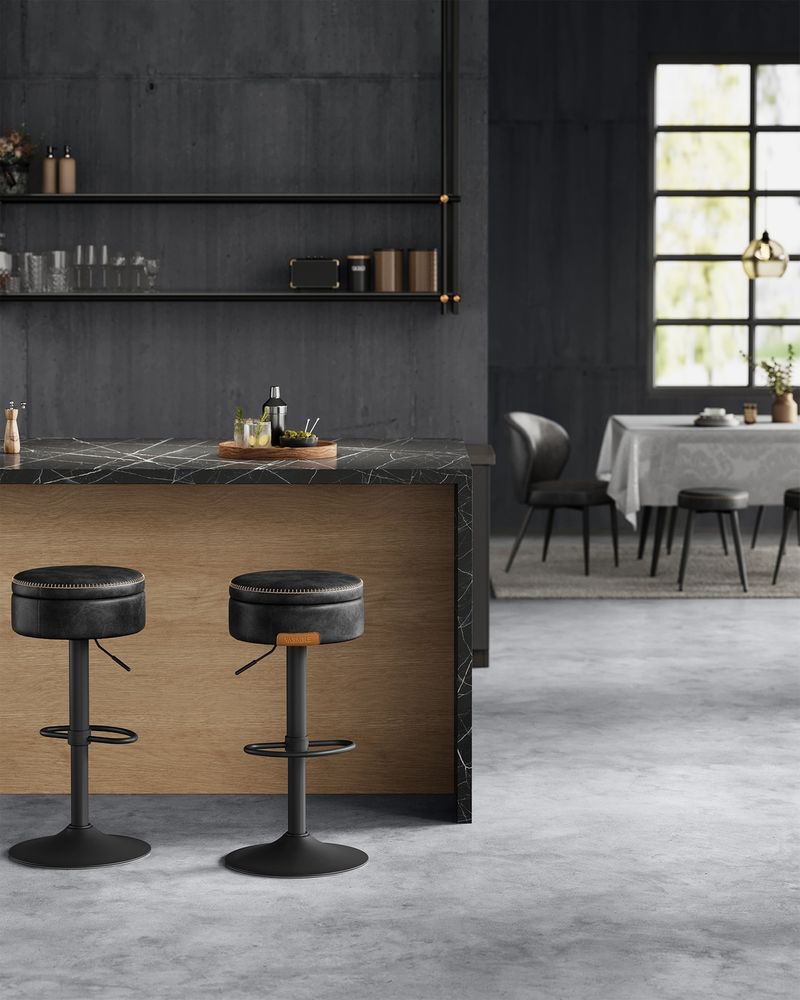 Swivel Bar Stool | Adjustable Height Seat With Hidden Storage