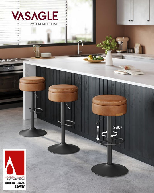 Swivel Bar Stool | Adjustable Height Seat With Hidden Storage